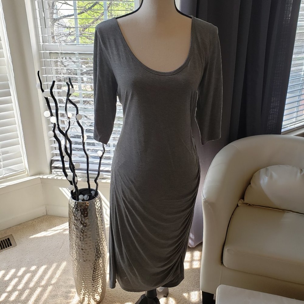 Gray Side Ruched Dress